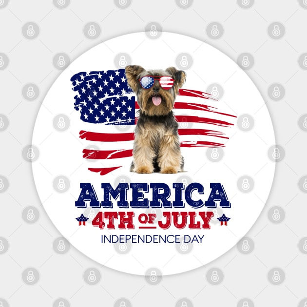 Yorkie Flag USA - America 4th Of July Independence Day Magnet by bunnierosoff21835